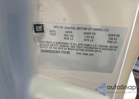 2008 Buick Lacrosse Cxl из США, поврежденный, VIN 2G4WD582081179105